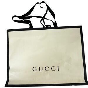 Gucci Retail Paper Shopping Bag 19×14×3″ with Black Ribbon Closure – Light Use